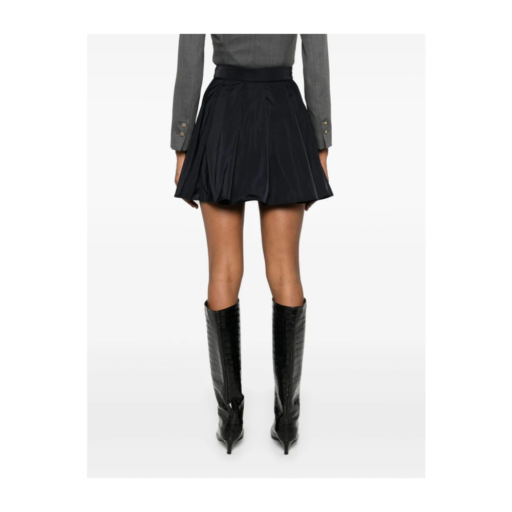 Elisabetta Franchi Zwart Geplooid Nylon Minirok met Ritssluiting Black Dames