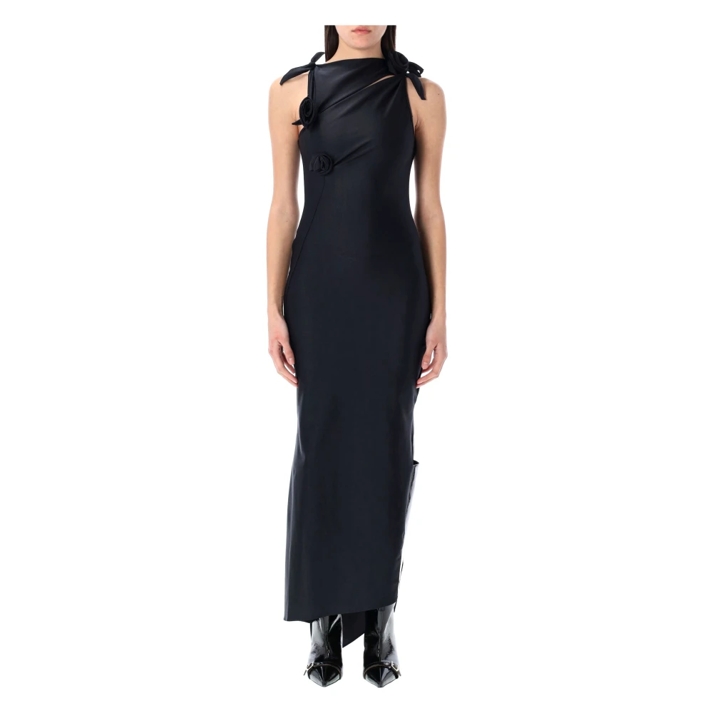 Coperni Bloemige Asymmetrische Jurk Black Dames