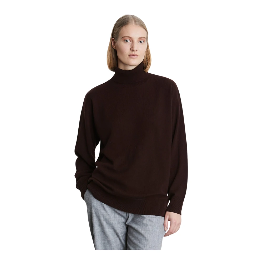 Heartmade Zwarte Gebreide Trui Losse Pasvorm Brown Dames