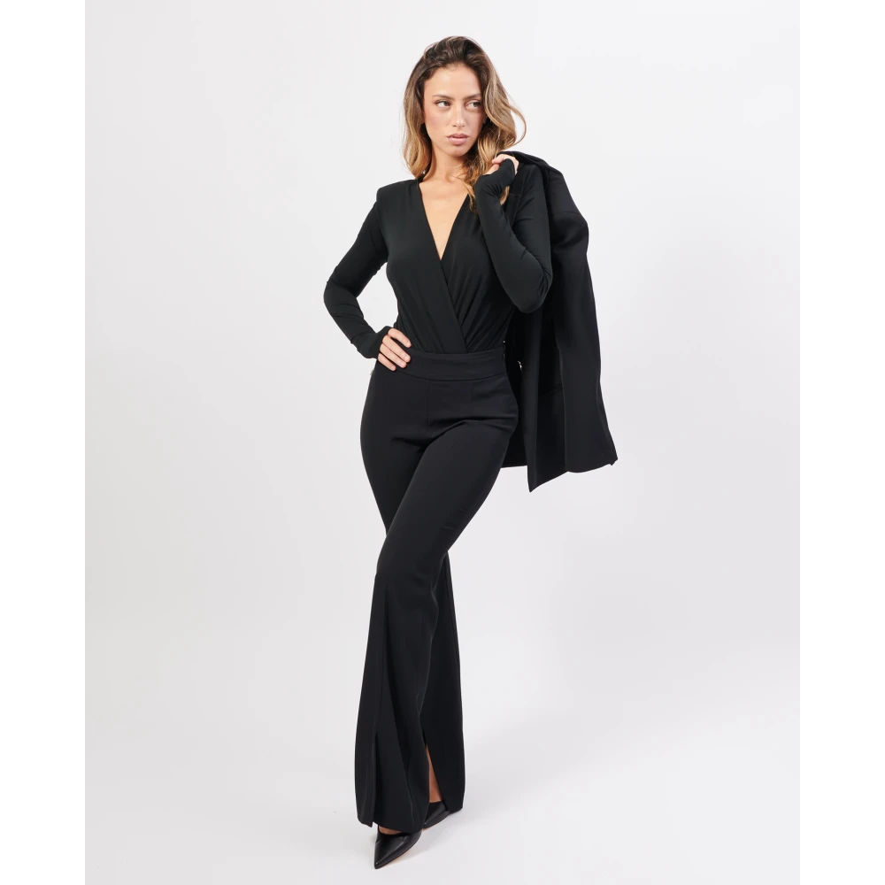 Jijil Zwarte Elastische Taille Slim Broek Black Dames