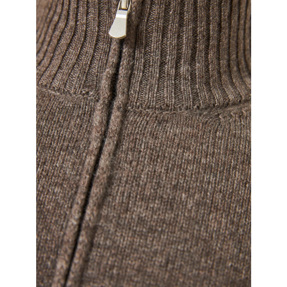 Gran Sasso Luxe Cashmere Cardigan Volledige Rits Italië Beige Heren