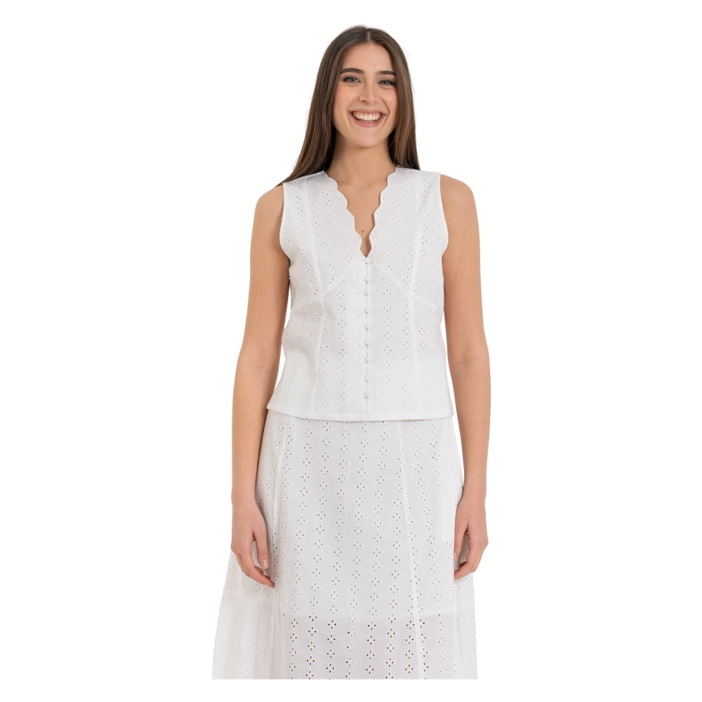 Kocca Women's White Sleeveless Top - Sleeveless Tops - Xs - Tops