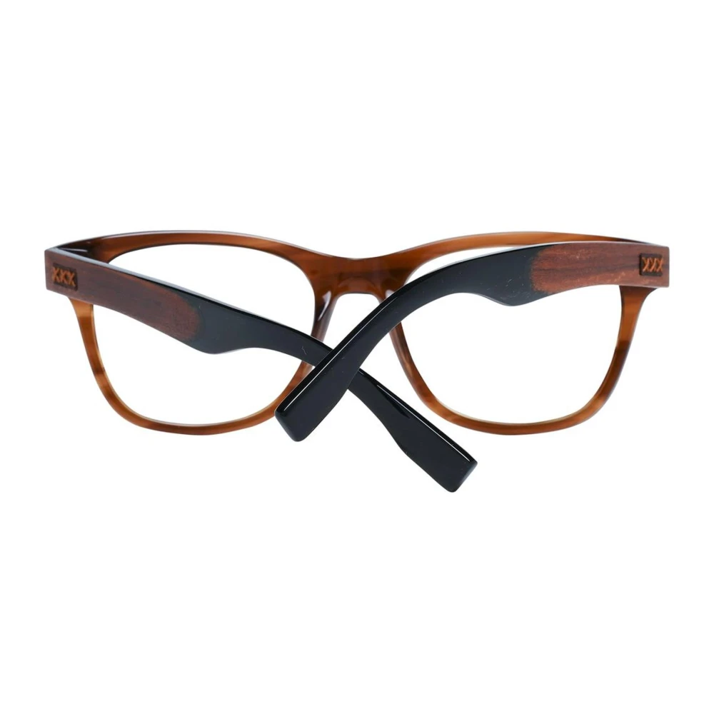 Ermenegildo Zegna Bruine Trapezium Optische Monturen met Veerscharnier Brown Heren