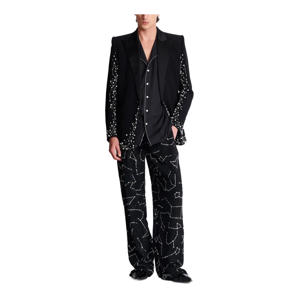 Balmain Pyjama shirt met 9 panets print Black Heren