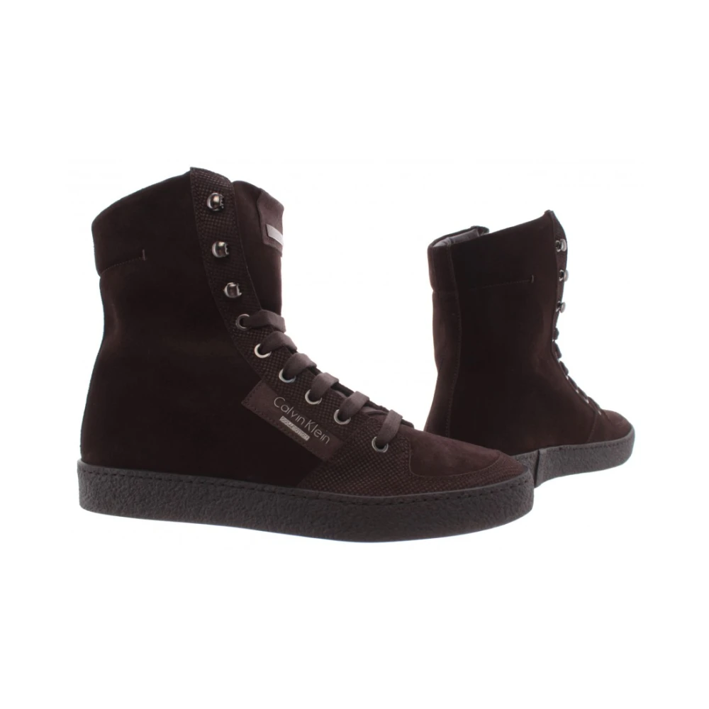 Calvin Klein Premium High Top Sneakers Brown, Herr