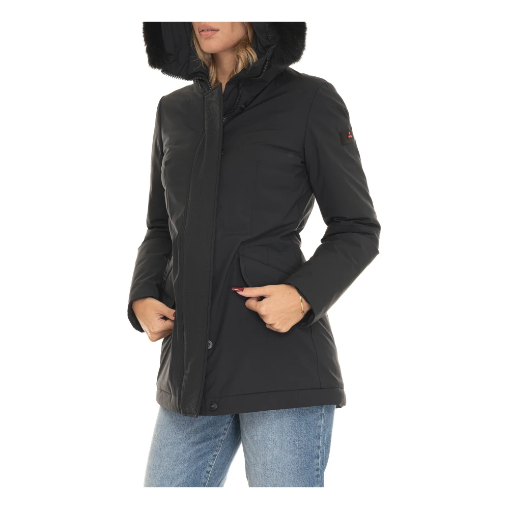 Peuterey Harrington jack met afneembare bontkraag Black Dames