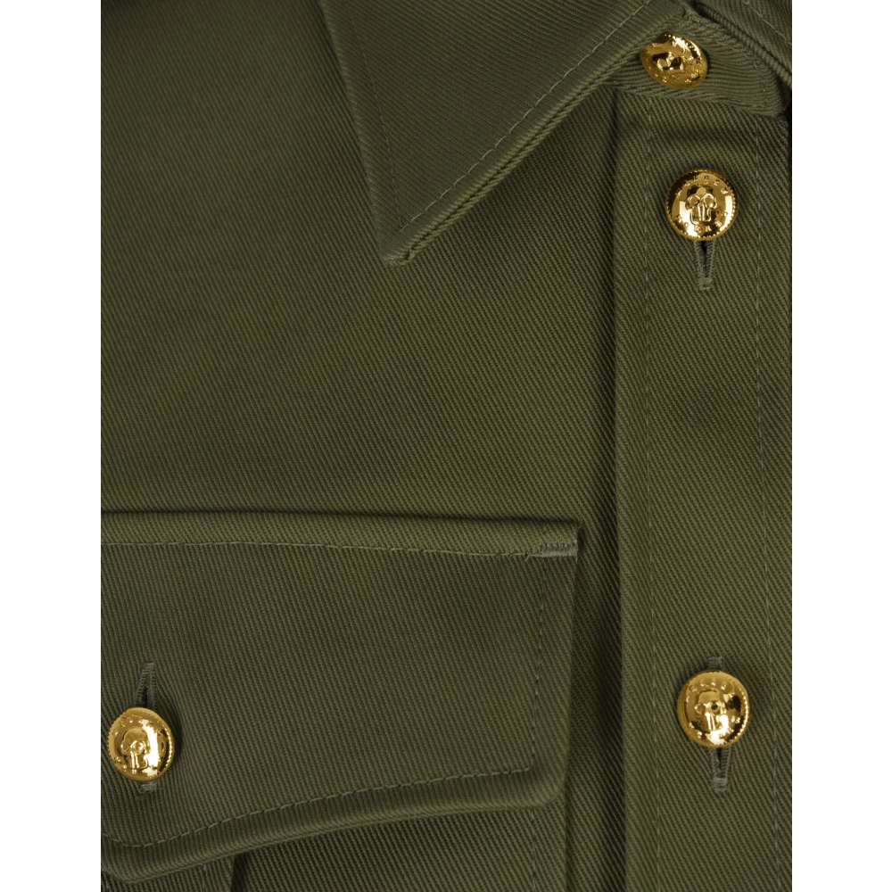 alexander mcqueen Groene Militaire Geknipte Shirt met Gouden Accenten Green Dames