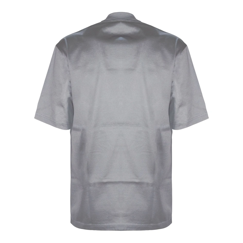 Low Brand Grijze Katoenen T-shirt met Geribbelde Halfnek Gray Heren