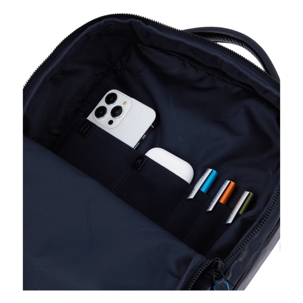 Piquadro Blauwe Leren Rugzak Blue Unisex