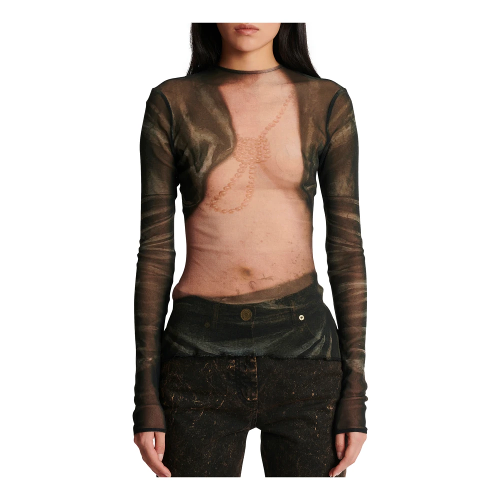 Balmain Trompe l`oeil Tulle Top Multicolor Dames