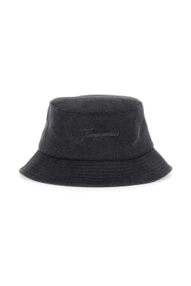 Grå Bucket Hat med Logo Broderi