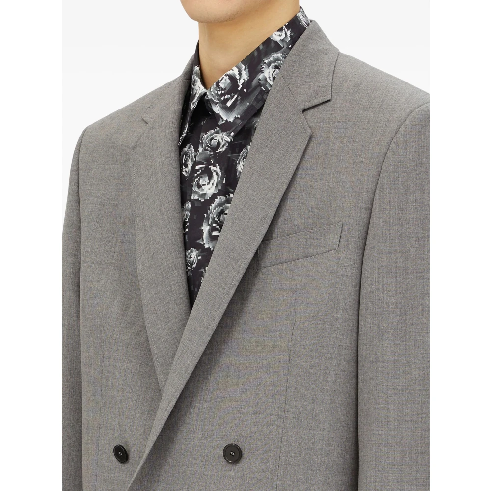 Msgm Grijze Double-Breasted Jassen Gray Heren