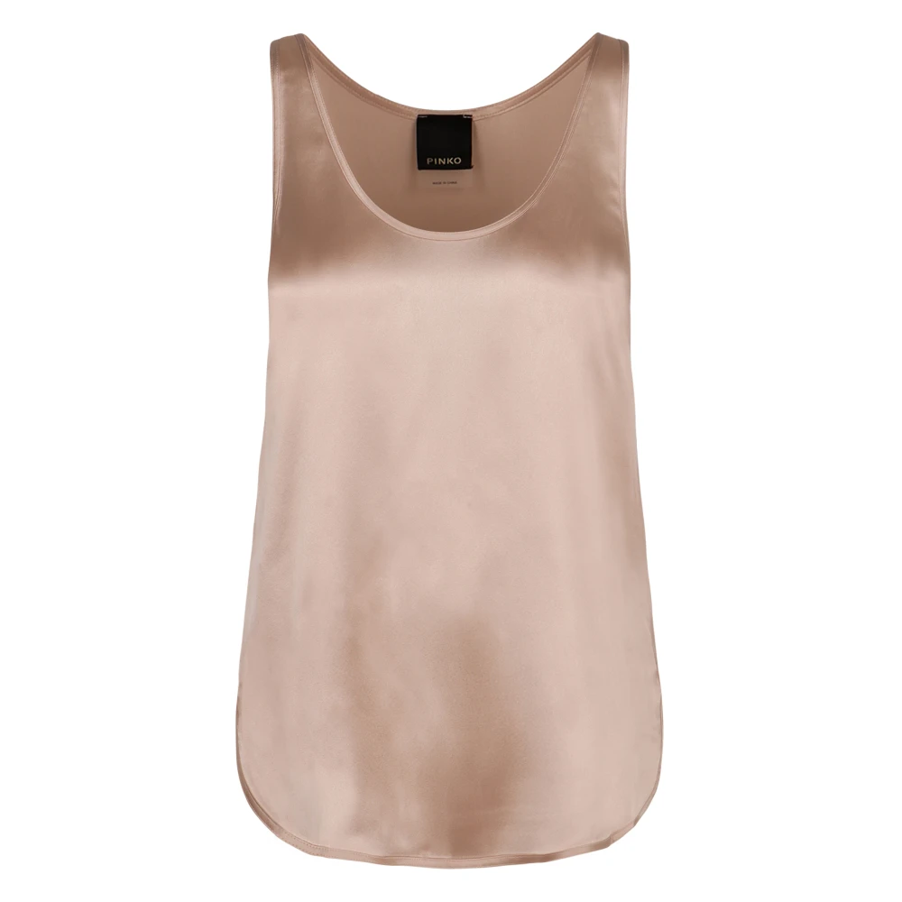 Pinko Zijden Satijnen Tanktop met Ronde Zoom Pink Dames