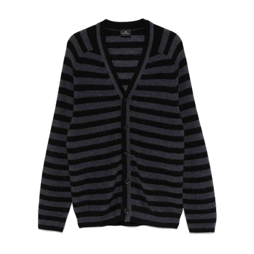 PS By Paul Smith Gestreepte wollen vest zwart Aw24 Black Heren