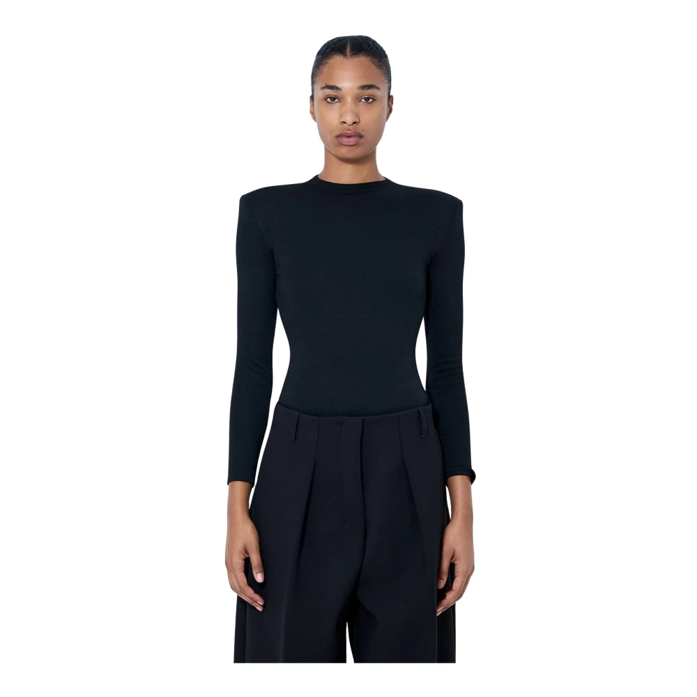 Jil Sander Wool Bodysuit With Long Sleeves - Female - Full-Body - Black - S - Tops