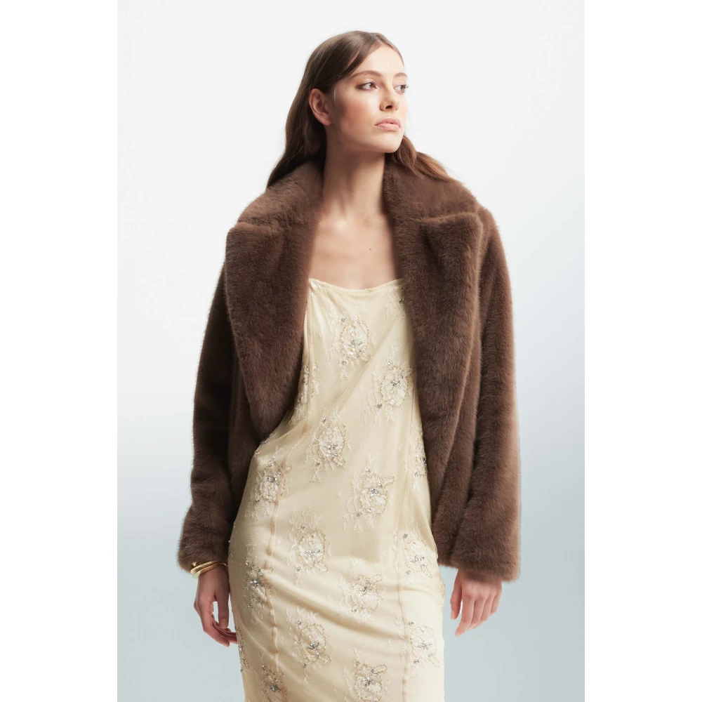 Kocca Dubbelrijig Kunstbontjas Brown Dames