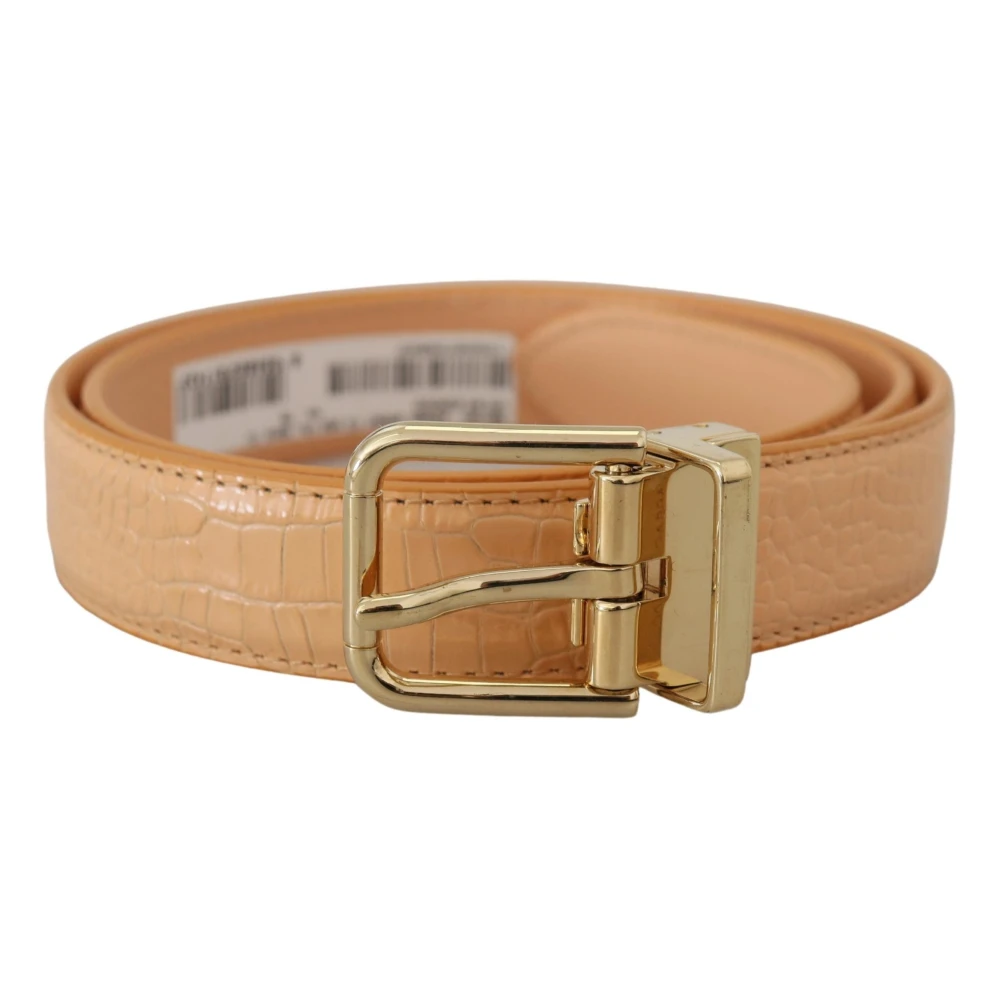 Dolce & Gabbana Exotisch Leer Gouden Metalen Gesp Riem Beige Dames