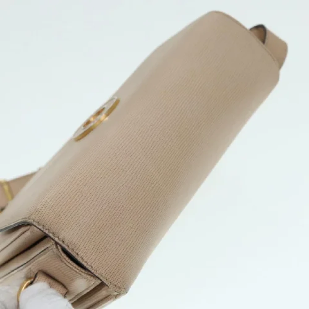 Celine Vintage Pre-owned Leather shoulder-bags Beige Dames