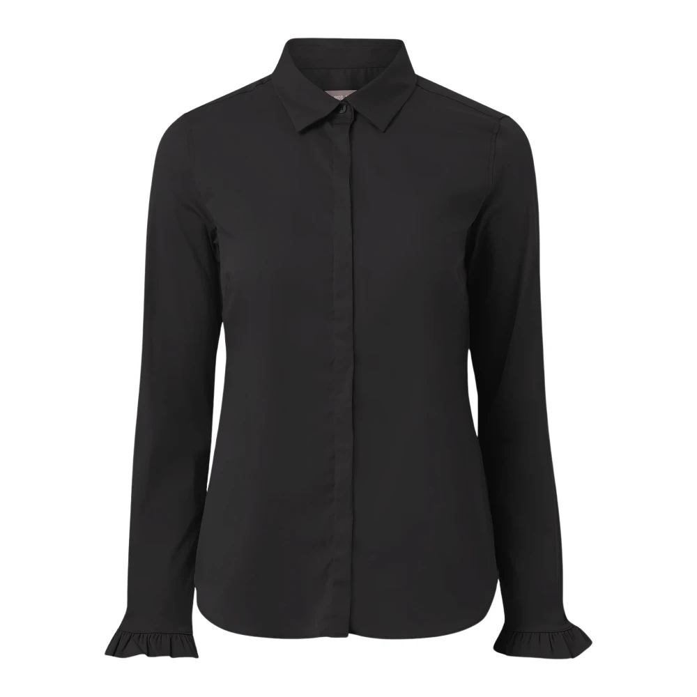 Mos Mosh Black Ruffle Shirt - Female - Shirts - Xl - Blouses & Shirts