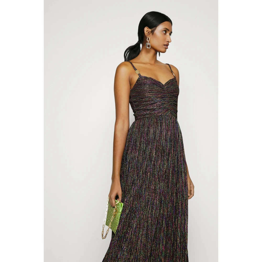 Just Cavalli Kleurrijke lurex lange jurk met V-hals Multicolor Dames