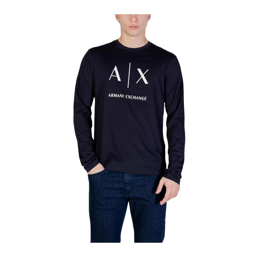 Armani Exchange Uomo Blu Uomini, Maglietta, T-Shirt, (L) - Immagine 3