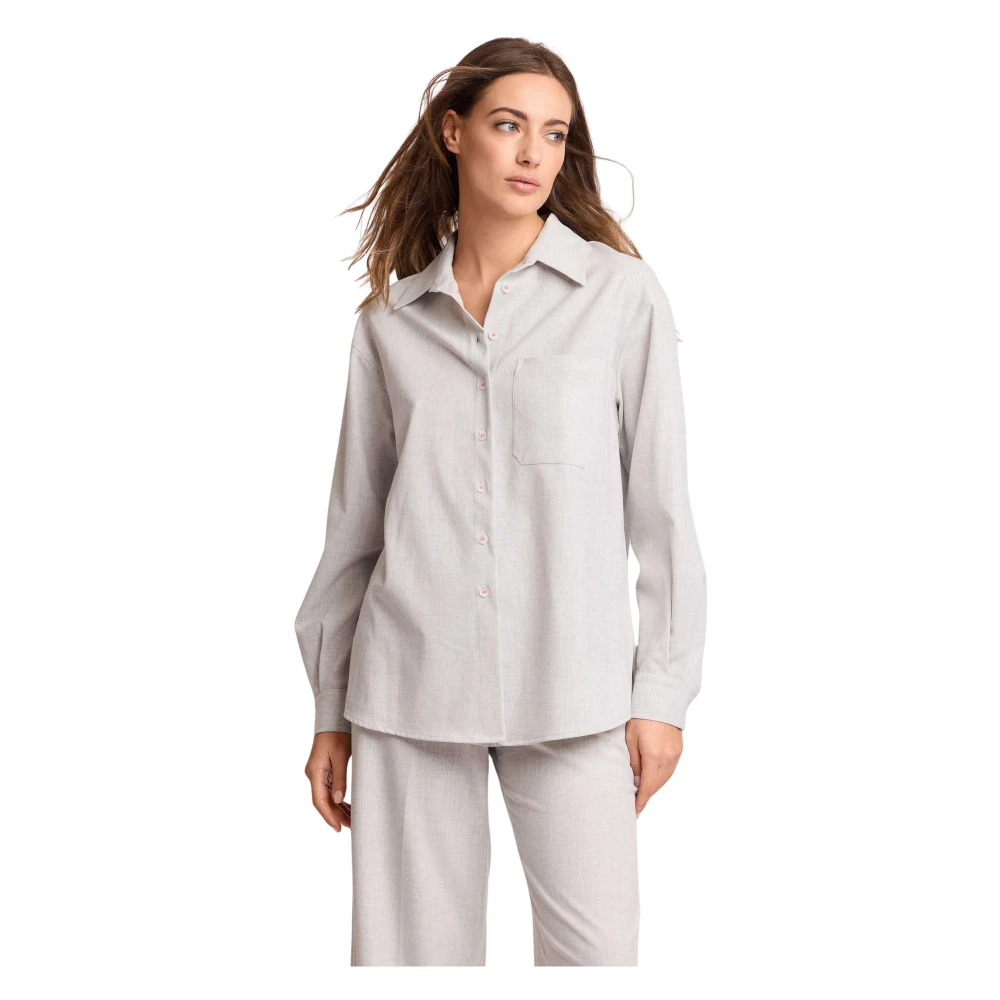 Kocca Gray Shirts, Female, L, Long-Sleeve Shirt With Chest Pocket