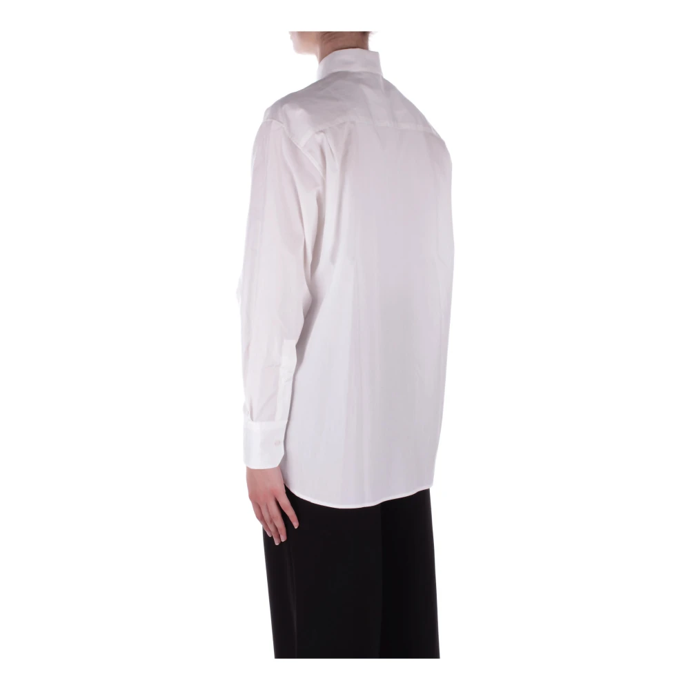 Lacoste Logo Front Button Shirt White Dames