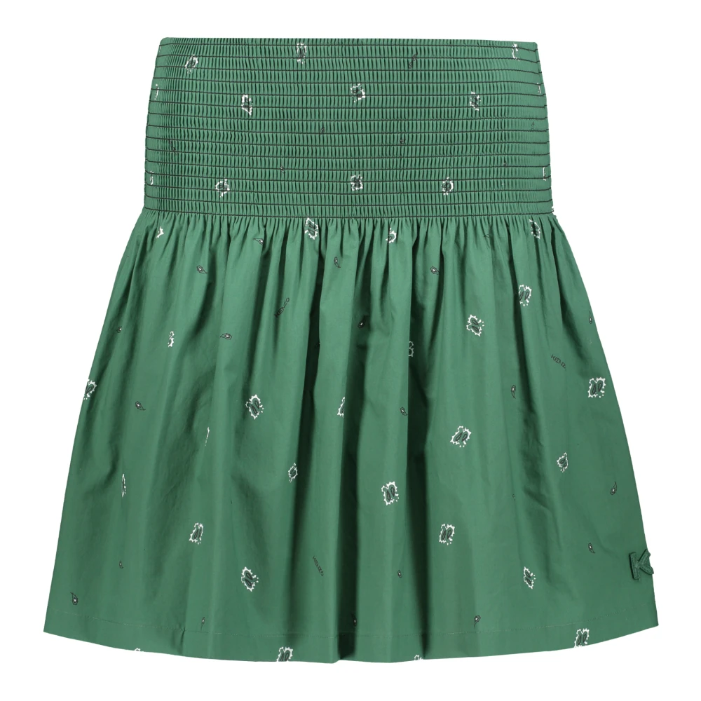 Kenzo Logo Print Mini Rok Elastische Taille Green Dames