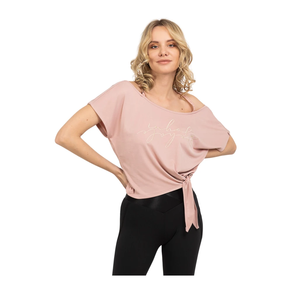 Emporio Armani EA7 Dames T-shirt met Spaanse halslijn Pink Dames