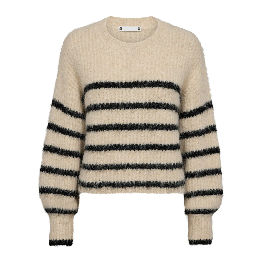 Co'Couture Gestreepte Gebreide Trui Coraliecc Crop Beige Dames