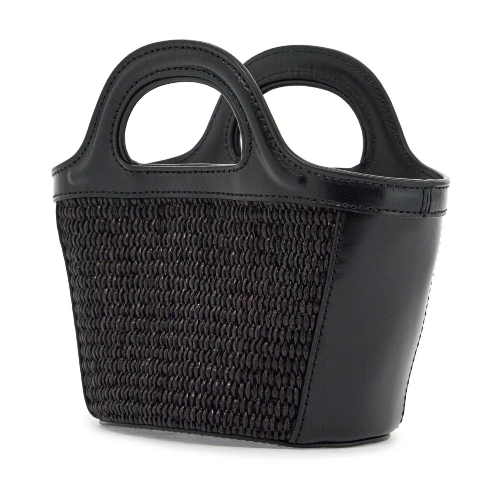 Marni Geweven katoenen en nylon handtas met leren details Black Dames