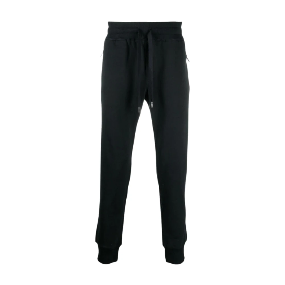 Dolce & Gabbana Men's Black Elasticated Waist Jogging Pants With Zippered Pockets