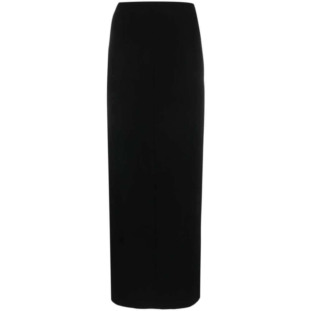 Norma Kamali Zwarte Midi Rok met Zijsplit Black Dames