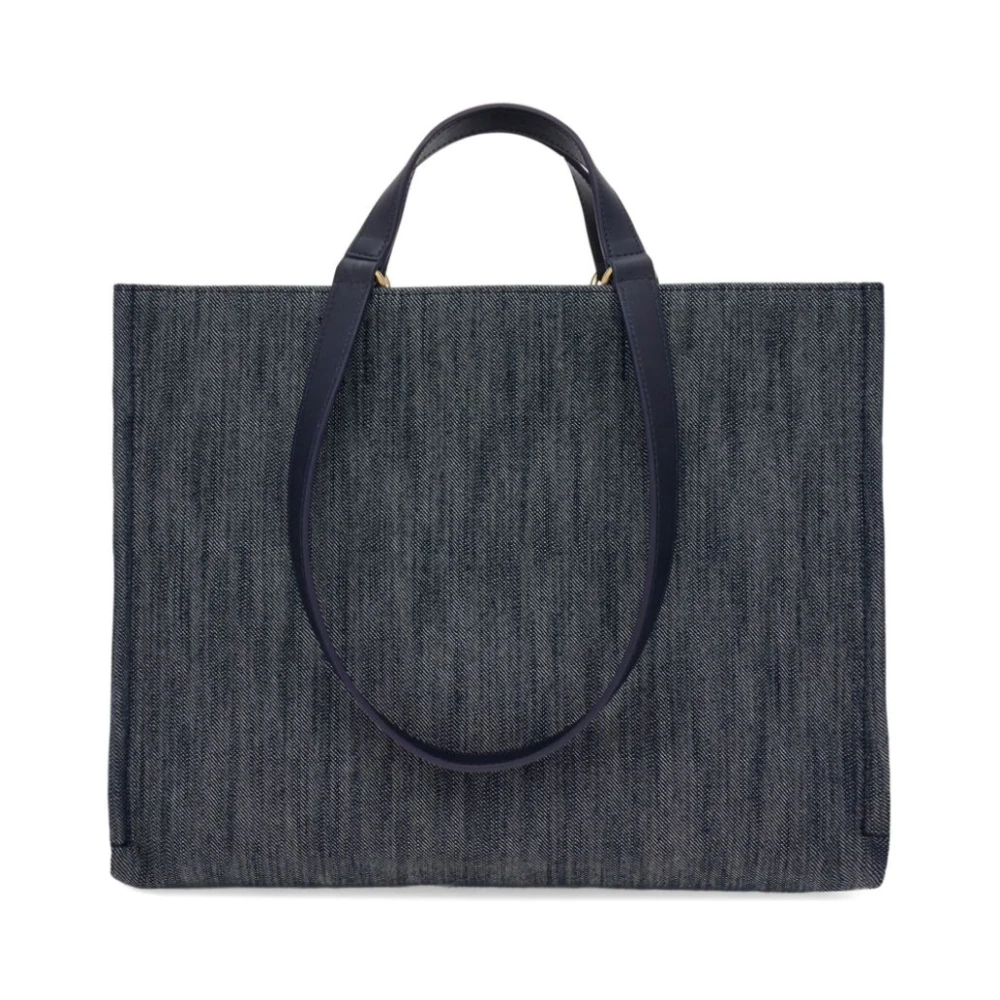 Salvatore Ferragamo Blauwe Denim Tote Tas met Borduurwerk Blue Dames
