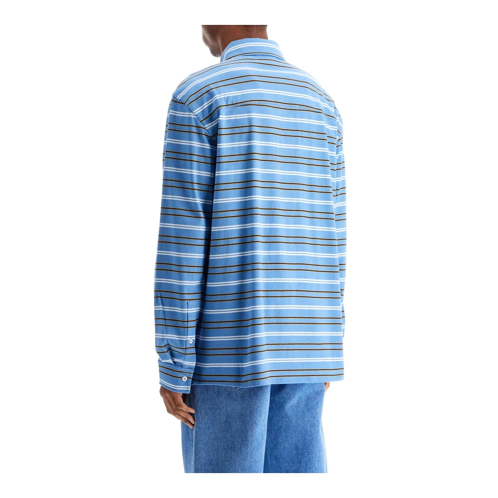 Marni Gestreepte katoenen coltrui polo Blue Heren