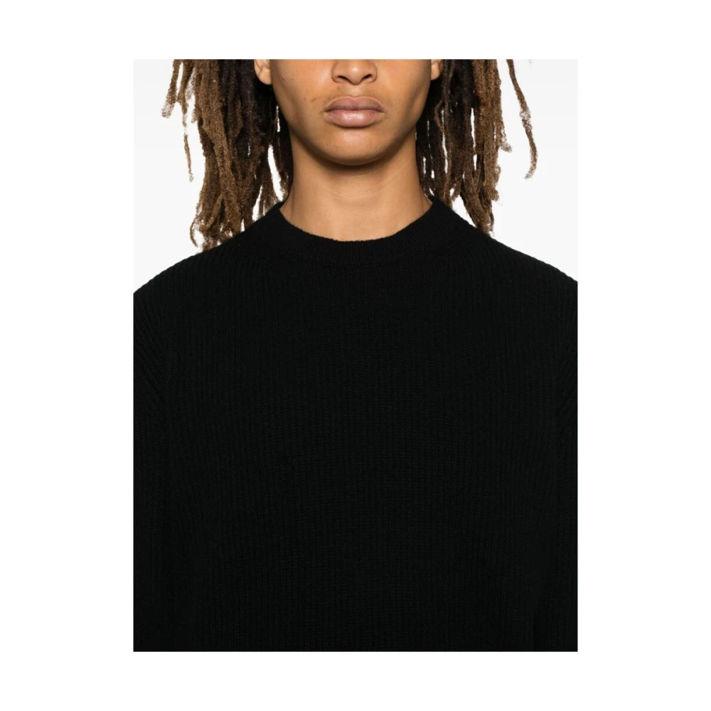 Ermenegildo Zegna Zwarte Kasjmier Ribgebreide Sweater Black Heren