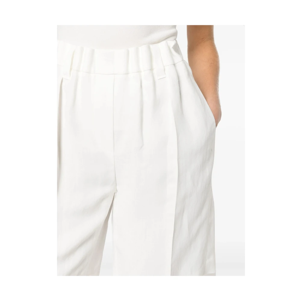 BRUNELLO CUCINELLI Wit Linnenmix Tailored Elastische Tailleband White Dames