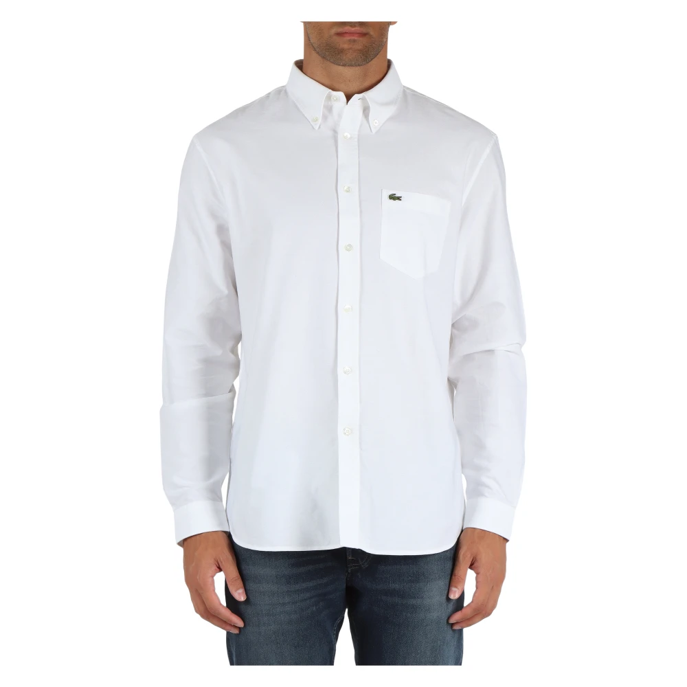 Lacoste Button Down Katoenen Overhemd Regular Fit White Heren