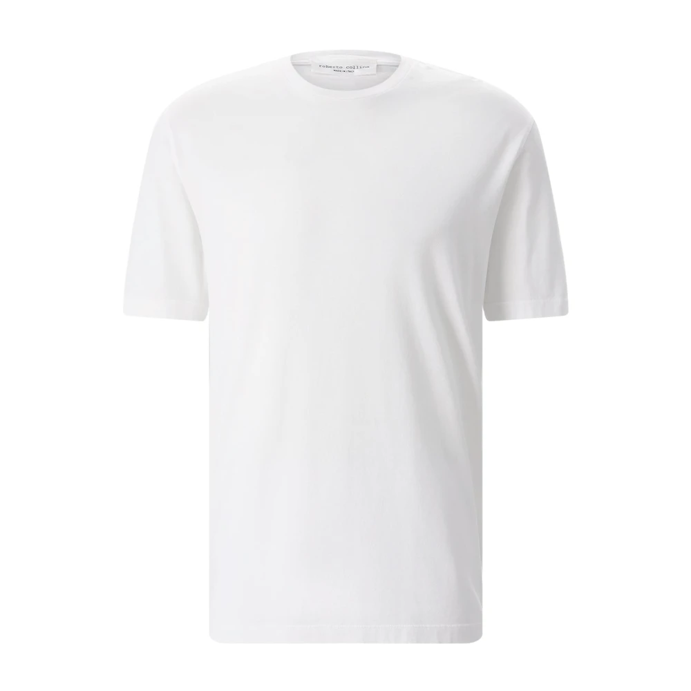 Roberto Collina Mannelijk Wit Tops Heren, 3XL, Katoen, T-Shirt Met Ronde Hals