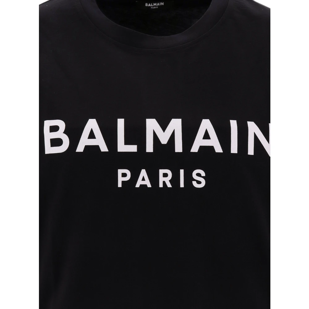 Balmain Biologisch Katoenen Logo T-Shirt Black Dames