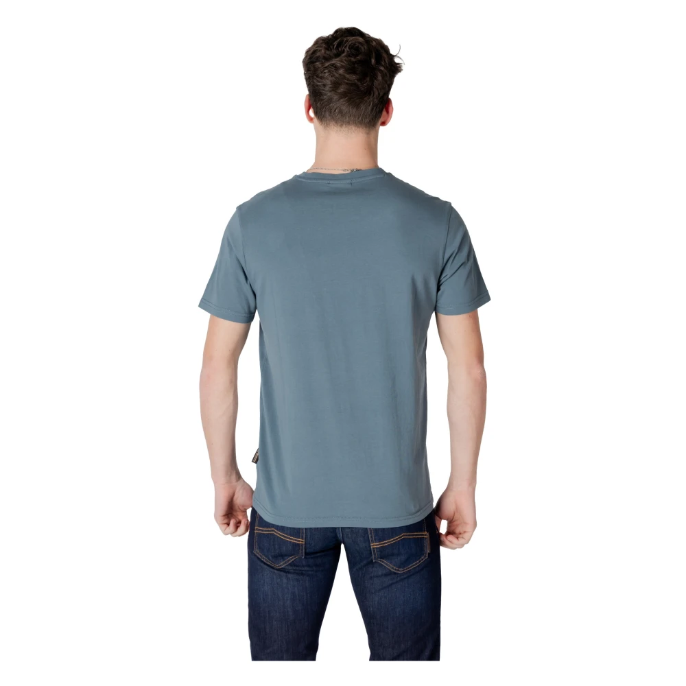 Napapijri Grijze Katoenen T-shirt voor Mannen Blue Heren