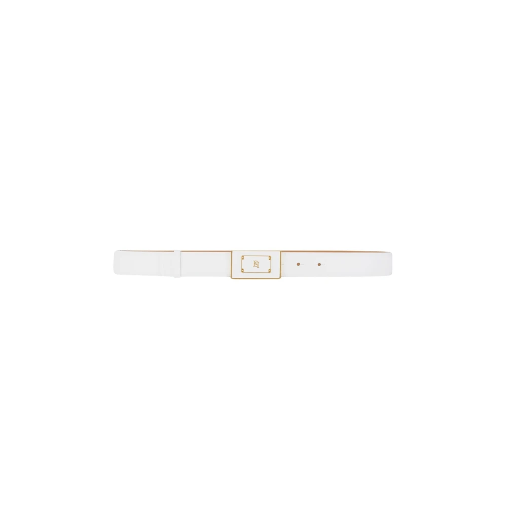 Elisabetta Franchi Beige Belts, Female, Xs, Ivory Belts With Golden Metal Detail