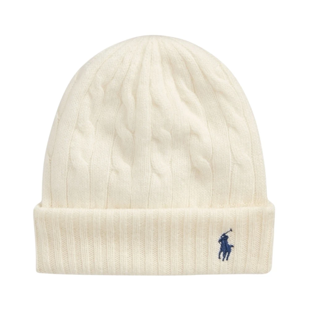 Ralph Lauren Kabel Gebreide Wol Kasjmier Beanie Beige Dames