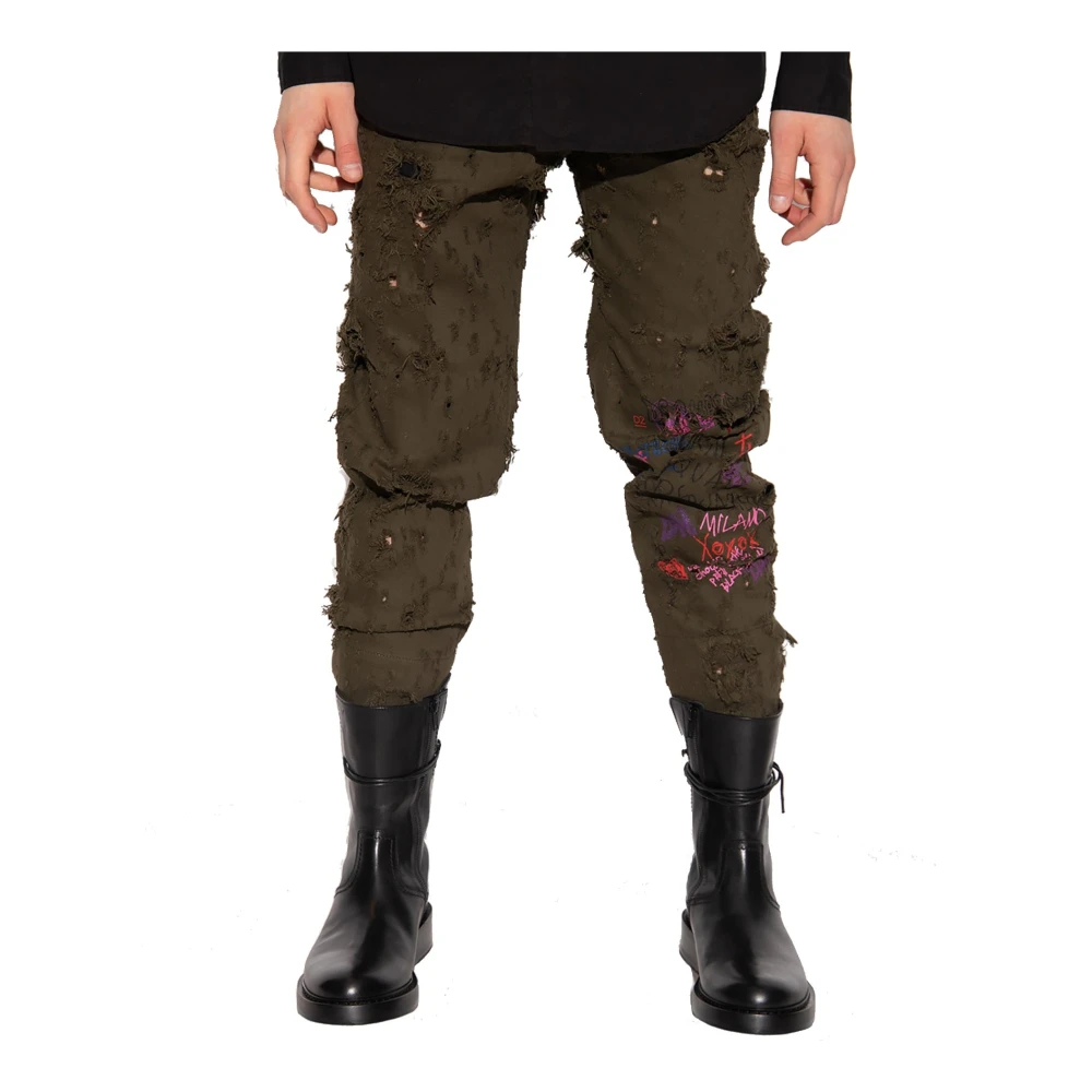 Dsquared2 Aviator Relaxte Katoenen Broek Green Heren
