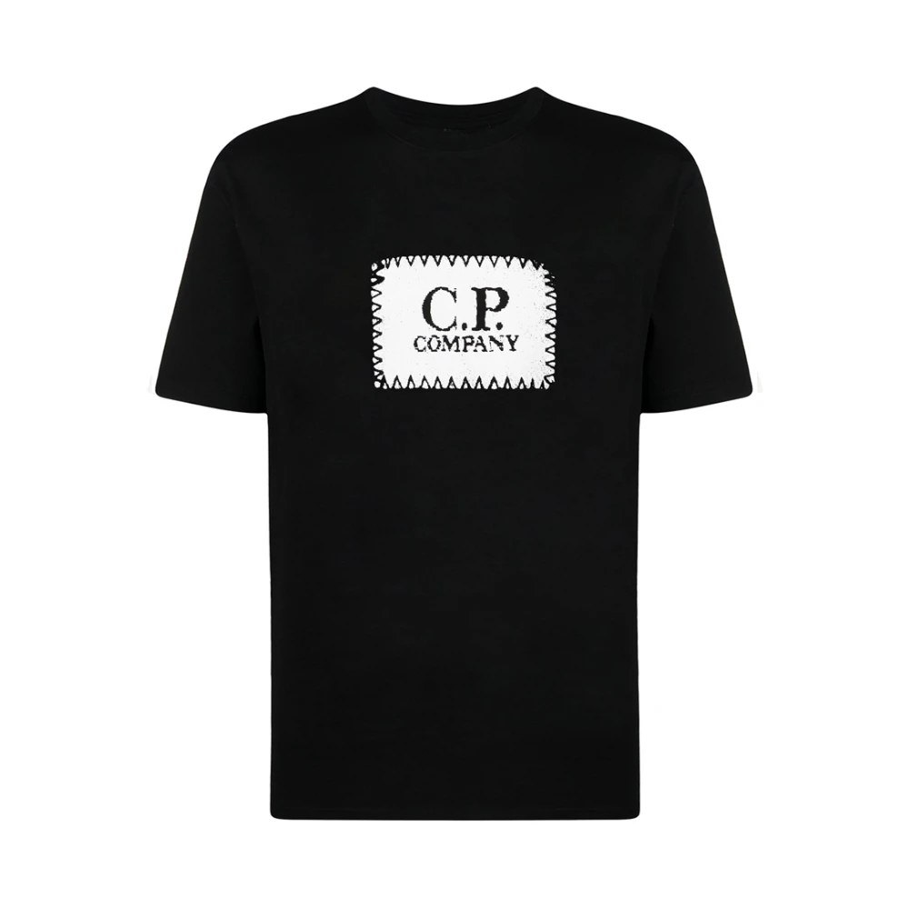 C.P. Company Zwarte Jersey Katoenen T-shirt met Logo Black Heren