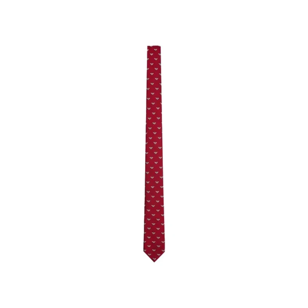 Emporio Armani Rode Adelaar Zijden Stropdas Allover Red Heren