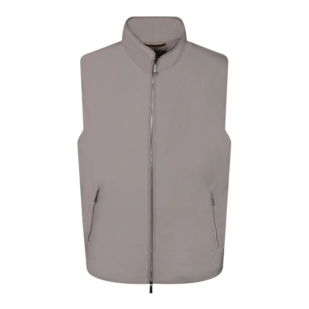 Moorer Men's Gray Waistcoats, L, Nylon High Collar Sleeveless Vest