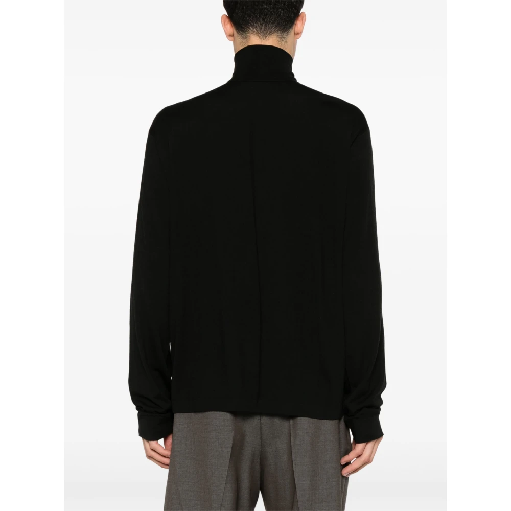 The Row Luxe Zwarte Wol Roll Neck Top Black Heren