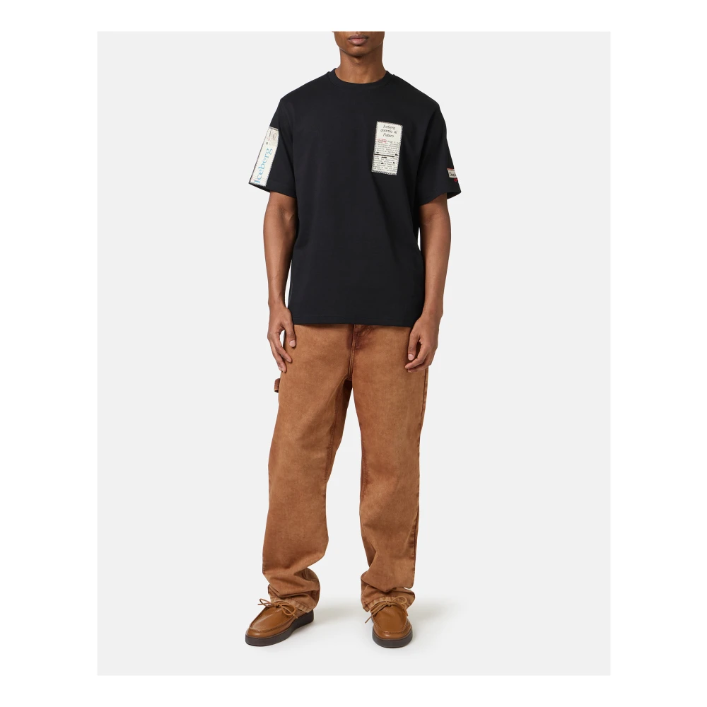 Iceberg Regular fit zwart katoenen jersey t-shirt Black Heren