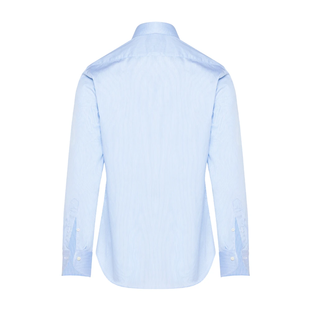 Canali Gestreept Katoenen Overhemd Impeccabile Lijn Blue Heren